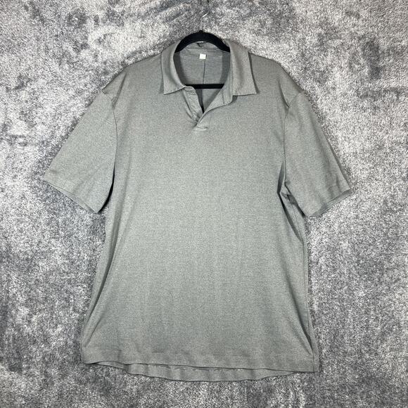 Lululemon Polo Shirt Mens 2XL Gray Performance Athletic Golf Short Sleeve Tech - Picture 1 of 8